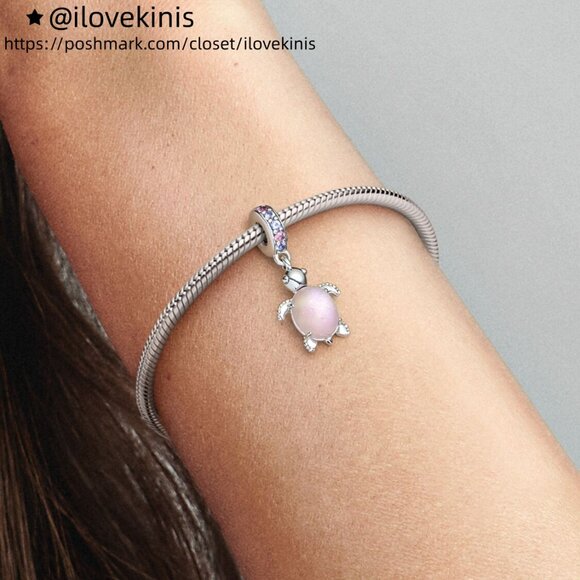 Pandora Murano Glass Pink Sea Turtle Dangle Charm - Picture 6 of 6